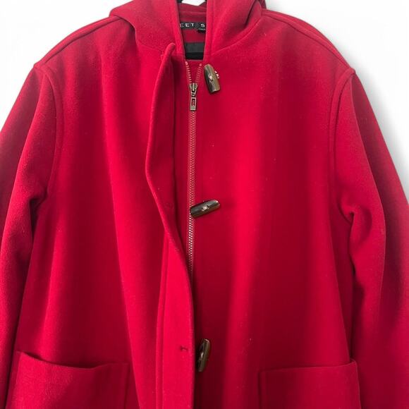 Vintage Women's100% Wool Red coat with Hood Size 1X - Picture 3 of 7